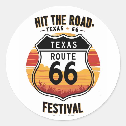 Road 66 Texas Ronde Sticker (Voorkant)