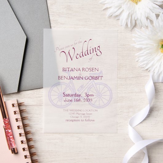 Road Bicycle Wedding Invitation Vellum Uitnodigingen (Huwelijk)