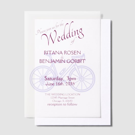 Road Bicycle Wedding Invitation Vellum Uitnodigingen (Offset)