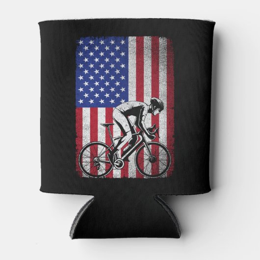 Road Biking Fietsen 4th of July Amerikaanse vlag Blikjeskoeler (Voorkant)