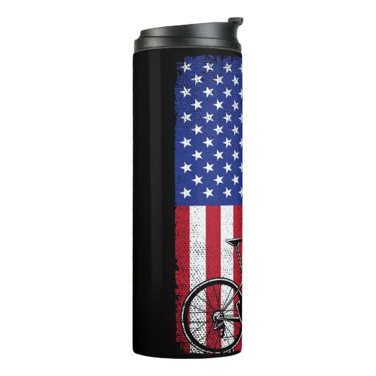 Road Biking Fietsen 4th of July Amerikaanse vlag Thermosbeker (Gedraaid links)