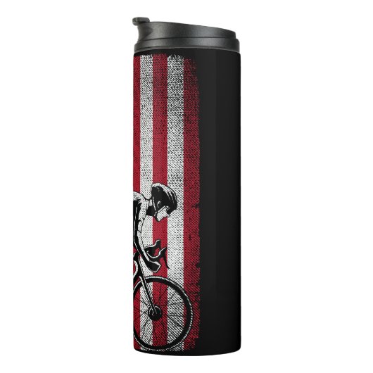 Road Biking Fietsen 4th of July Amerikaanse vlag Thermosbeker (Geroteerd rechts)