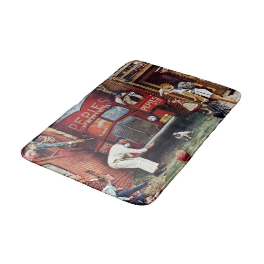 Road Block by Norman Rockwell Badmat (Gekanteld)