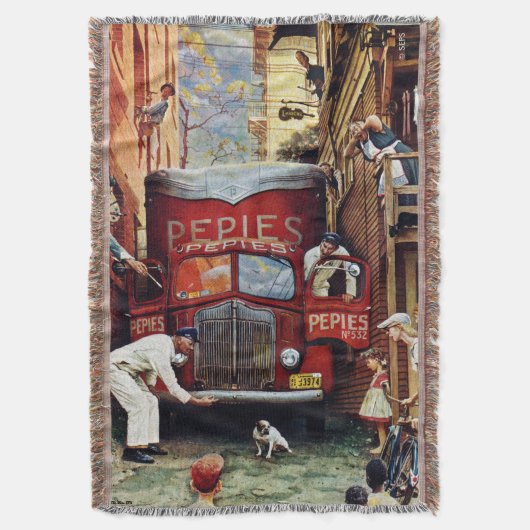 Road Block by Norman Rockwell Deken (Voorkant Verticaal)