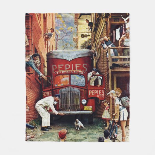Road Block by Norman Rockwell Fleece Deken (Voorkant)