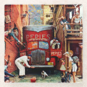 Road Block by Norman Rockwell Glazen Onderzetter (Voorkant)