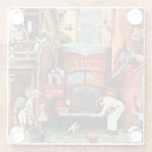 Road Block by Norman Rockwell Glazen Onderzetter (Achterkant)