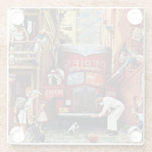 Road Block by Norman Rockwell Glazen Onderzetter (Achterkant)