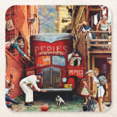 Road Block by Norman Rockwell Kartonnen Onderzetters (Voorkant)