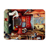 Road Block by Norman Rockwell Magneet (Horizontaal)