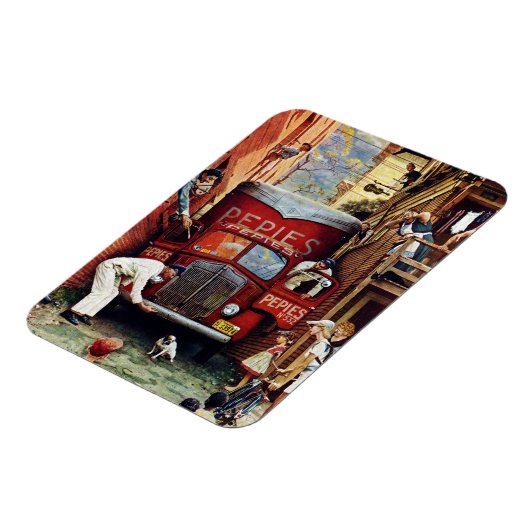 Road Block by Norman Rockwell Magneet (Linkerzijde)