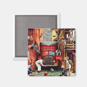 Road Block by Norman Rockwell Magneet (Voorkant / Achterkant)