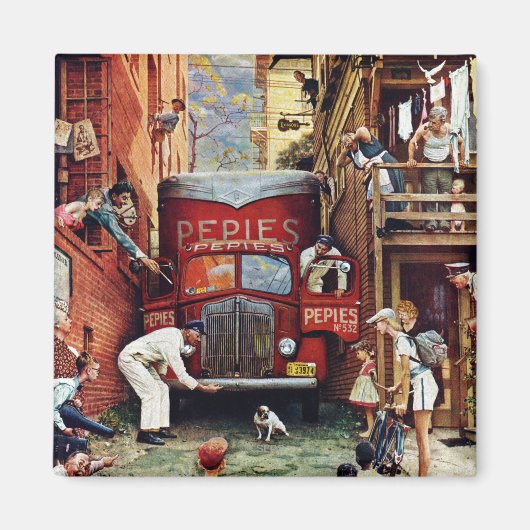 Road Block by Norman Rockwell Magneet (Voorkant)