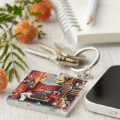 Road Block by Norman Rockwell Sleutelhanger (Voorkant Rechts)