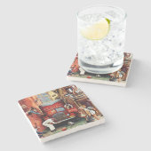 Road Block by Norman Rockwell Stenen Onderzetter (Zijkant)