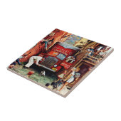 Road Block by Norman Rockwell Tegeltje (Zijkant)