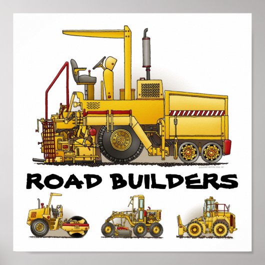 Road Builders Construction Poster Print (Voorkant)