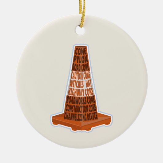 Road Cone Oranje Taraffic kegel Keramisch Ornament (Voorkant)