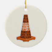 Road Cone Oranje Taraffic kegel Keramisch Ornament (Achterkant)