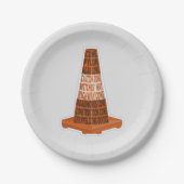 Road Cone Oranje Taraffic kegel Papieren Bordje (Voorkant)