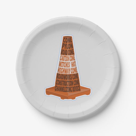 Road Cone Oranje Taraffic kegel Papieren Bordje (Voorkant)