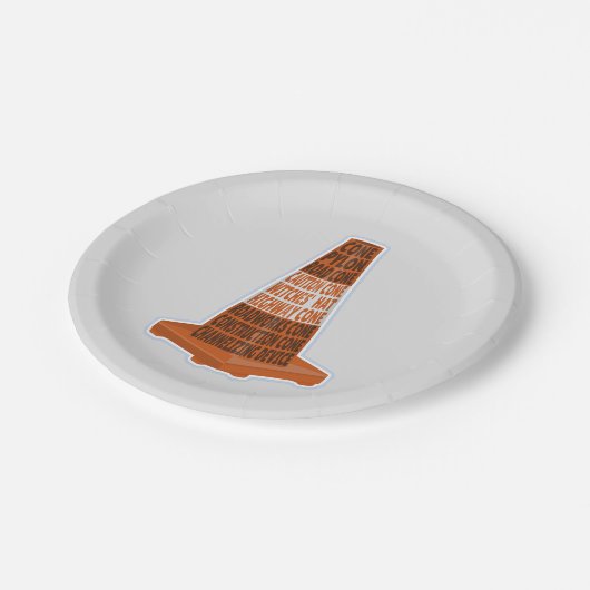 Road Cone Oranje Taraffic kegel Papieren Bordje (Gekanteld)