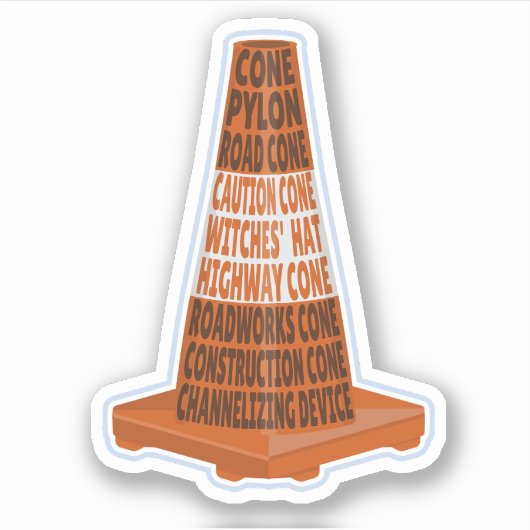 Road Cone Oranje Taraffic kegel Sticker (Voorkant)
