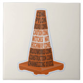 Road Cone Oranje Taraffic kegel Tegeltje (Voorkant)