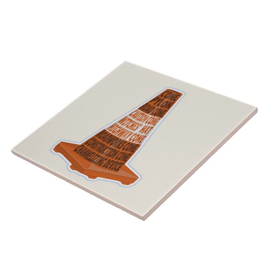 Road Cone Oranje Taraffic kegel Tegeltje (Zijkant)