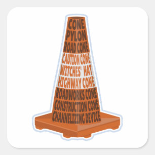 Road Cone Oranje Taraffic kegel Vierkante Sticker