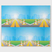 Road Cones Leading To A City Wrapping Paper Cadeaupapier (Vlak)