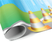 Road Cones Leading To A City Wrapping Paper Cadeaupapier (Rol Hoek)