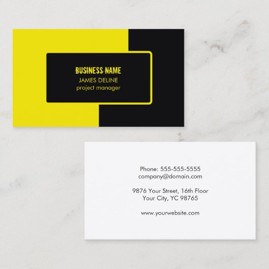 Road Construction Black Yellow Visitekaartje (Voorkant / Achterkant)