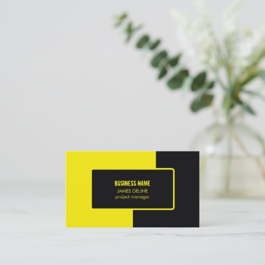 Road Construction Black Yellow Visitekaartje (Staand voorkant)