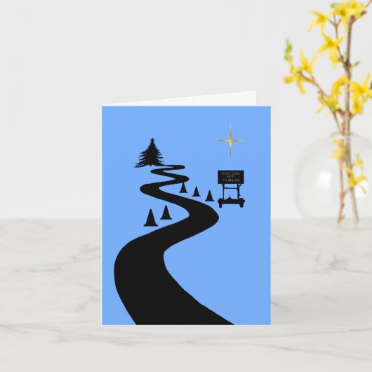 Road Construction Silhouette-kerstkaart Kaart (Gele Bloem)