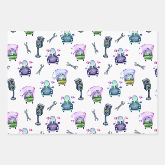 Road Construction Traffic Lights School Bus Inpakpapier Vel (Voorkant 2)