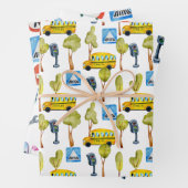 Road Construction Traffic Lights School Bus Inpakpapier Vel (In situ)