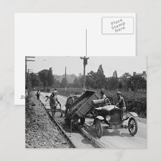 Road Crew at Work, 1925 Briefkaart (Voorkant / Achterkant)