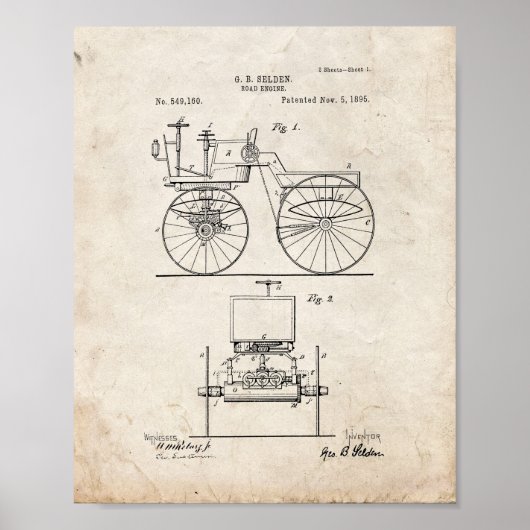 Road Engine Patent - Old look Poster (Voorkant)