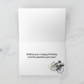 Road Fietsers met Retro Sunburst Bike Verjaardag Kaart (Binnen)