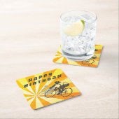 Road Fietsers met Retro Sunburst Bike Verjaardag Kartonnen Onderzetters (Insitu)