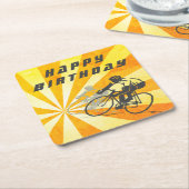 Road Fietsers met Retro Sunburst Bike Verjaardag Kartonnen Onderzetters (Schuin)