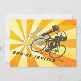 Road Fietsers met Retro Sunburst Fietsen Verjaarda Kaart