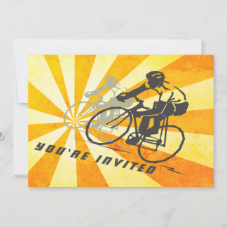 Road Fietsers met Retro Sunburst Fietsen Verjaarda Kaart