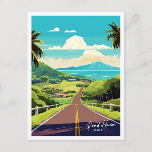 Road Hana Hawaii Travel  illustratie Briefkaart (Voorkant)