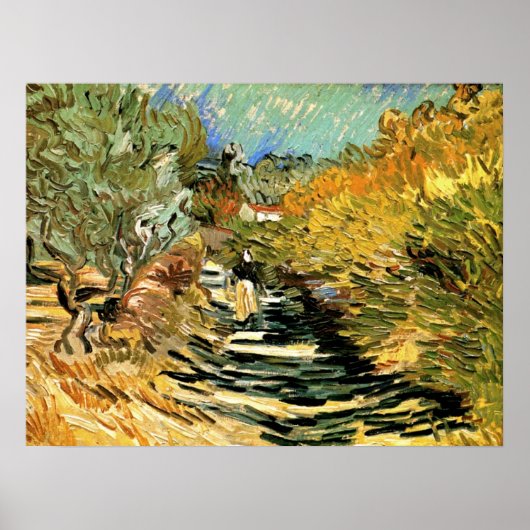 Road in Saint-Remy Vrouw Figuur, Vincent van Gogh Poster (Voorkant)