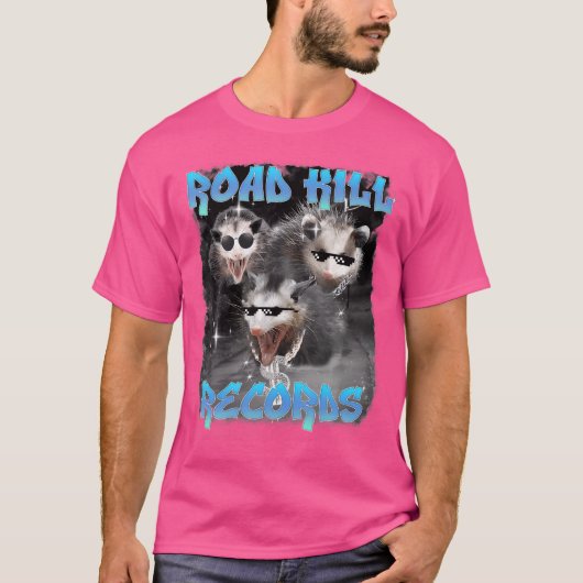 Road Kill Records Opossum Funny 90s Bootleg Rap T-shirt (Voorkant)
