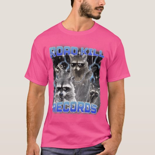 Road Kill Records Raccoon Funny 90S Bootleg Rap T-shirt (Voorkant)