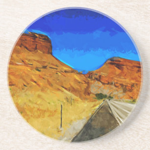 Road langs Side Tetons Abstract Zandsteen Onderzetter