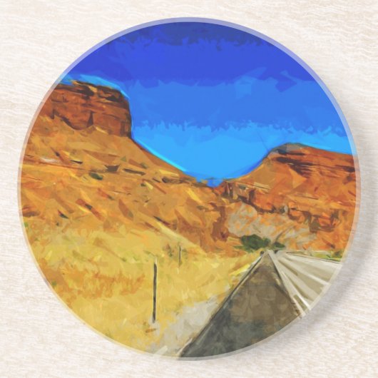 Road langs Side Tetons Abstract Zandsteen Onderzetter (Voorkant)